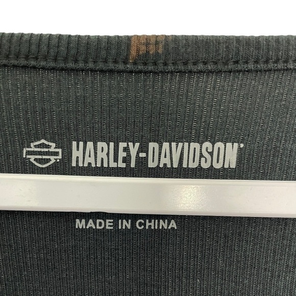 HARLEY-DAVIDSON Timeless Holdout Henley Ribbed Top Black NWT - Picture 11 of 13